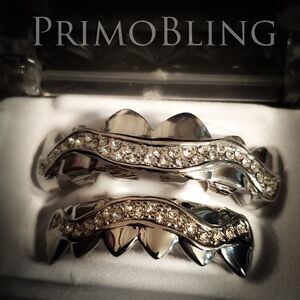 Silver Plated Wavy Hip Hop Grillz Set